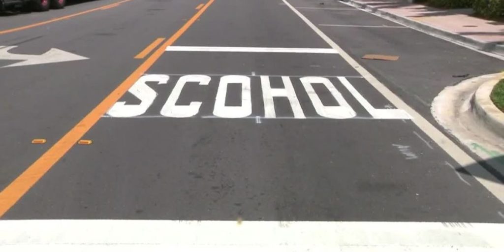 Florida Man Misspells 'School' On Crosswalk